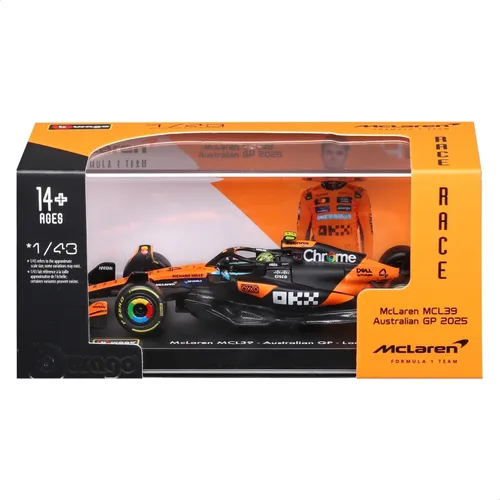Vista 7 de Bburago Fórmula de carrera McLaren MCL39 con casco (2025) Norris #4