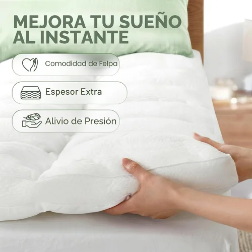 Vista 5 de Cubrecolchón extra grueso con bolsillo profundo de 20 pulgadas, tamaño Blancanieves