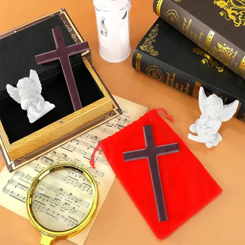 Vista 7 de CHENG XIN Cruz cristiana de madera para decoración de pared, cruzas de oración de mano, tamaño de palma, regalo cristiano de 4.7 pulgadas, con bolsa