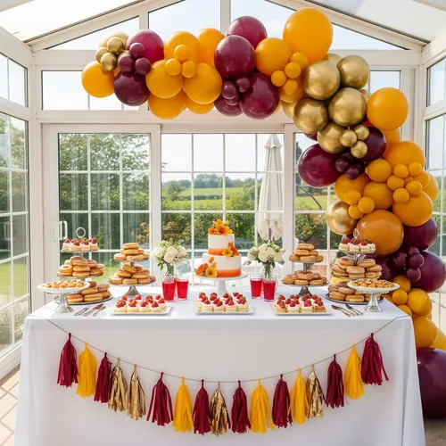 Vista 4 de Kit de arco de guirnalda de globos color granate y dorado, 132 piezas con globos dorados burdeos amarillo limón para graduaciones de cumpleaños