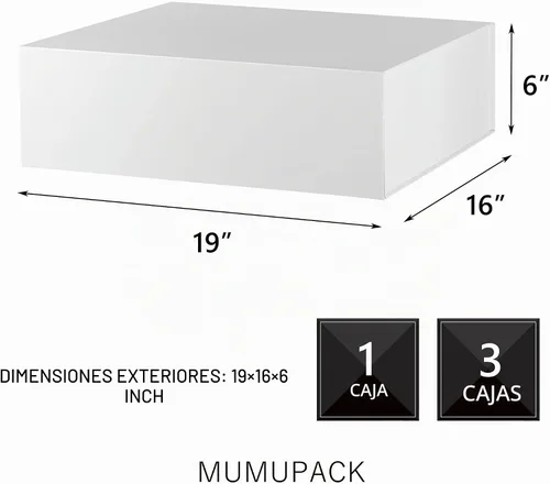 Vista 2 de Caja de regalo plegable blanca extra grande, 19 x 16 x 6 pulgadas, caja rectangular de propuesta de padrino de boda con tapa cierre magnético