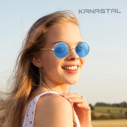 Vista 28 de KANASTAL Gafas de sol redondas polarizadas para mujeres y hombres, estilo hippie con protección UV400