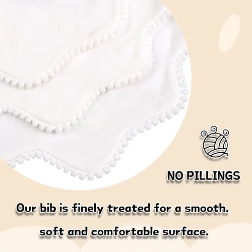 Vista 3 de Bamery Baberos tipo bandana para bebé, baberos de algodón blanco para babeo y dentición, absorbentes para niños y niñas