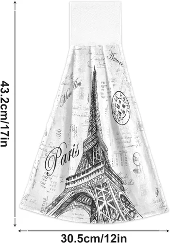 Vista 3 de Nander Toalla de algodón Paris Eiffel Tower, 2 toallas absorbentes para baño, lavable a máquina