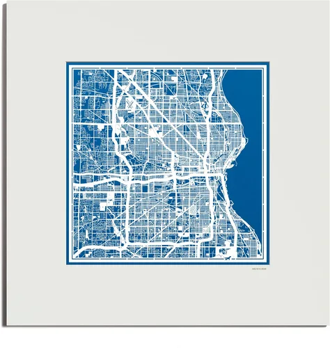 Vista 173 de O3 Design Studio San Diego, CA Paper Cut Map Matted Grey 20x20 in Paper Art