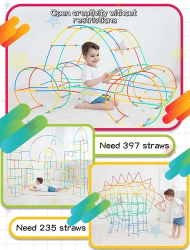Vista 7 de 600 juguetes de construcción STEM, juguetes de constructor de paja, juegos de construcción de ingeniería de grado superior para niños, desarrolla