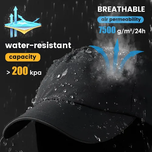 Vista 37 de Gorra de béisbol impermeable para hombre, sombrero de lluvia plegable para correr al aire libre, sombrero de pesca solar
