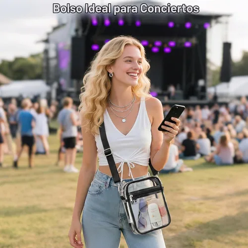 Vista 2 de PACKISM Clear Purse for Stadium Events - Clear Concert Bag for Women Negro