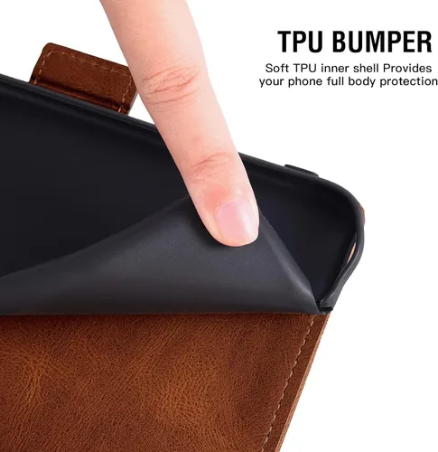 Vista 6 de Asuwish Funda compatible con Hot Pepper Serrano 3 y protector de pantalla de vidrio templado, correa de muñeca de cuero, soporte para tarjetas
