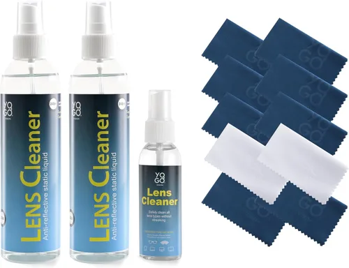 Vista 5 de Spray limpiador de lentes 2 botellas limpiadoras de lentes, con kit de 4 paños de microfibra, sin amoníaco y rayas, seguro para gafas y electrónicos