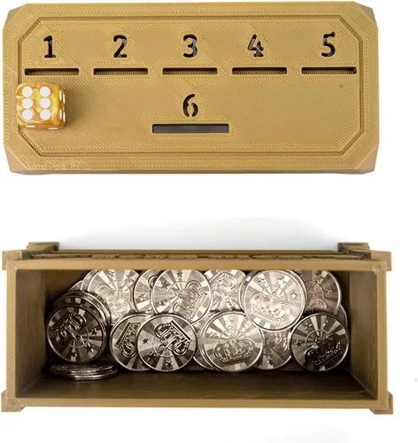 Vista 4 de Juego de centavo con 30 monedas de metal, 1 dado, juego de gota de monedas, un divertido juego de mesa clásico.