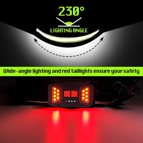Vista 2 de Hopedone Luz de correr, gran angular de 230°, 1000 lúmenes, luz nocturna para correr, cinturón recargable, luces de seguridad con bolsillo grande