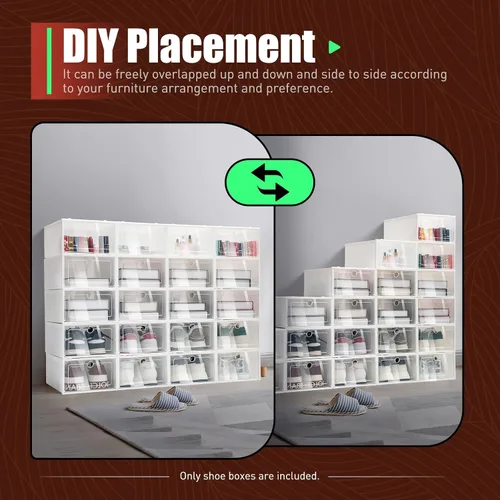 Vista 5 de TFCFL Caja de zapatos, juego de 20 organizadores de almacenamiento de zapatos de plástico apilable para el hogar, caja transparente para zapatos