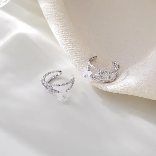 Vista 5 de Reffeer Aretes de plata de ley 925 maciza con clip para cartílago, para mujeres, adolescentes, hélix, sin perforación