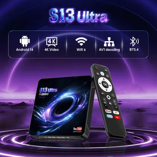 Vista 3 de Android TV Box 14.0, YouTube certificó 4K 4GB/32GB RK3539 10/100M Ethernet