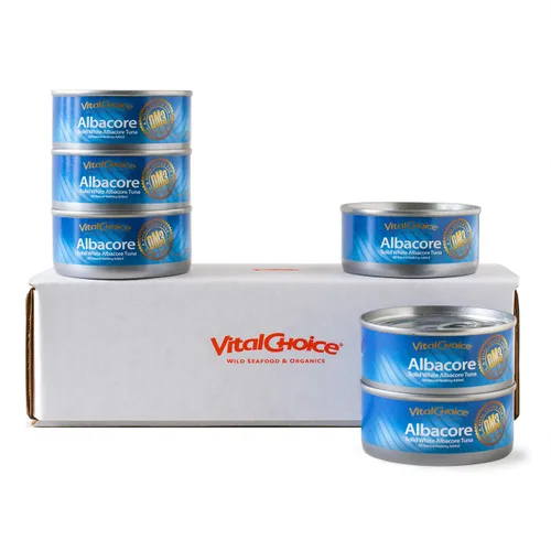 Vista 3 de Vital Choice Msc Wild Albacore Tuna, nada añadido, latas de 3.75 onzas (paquete de 6)