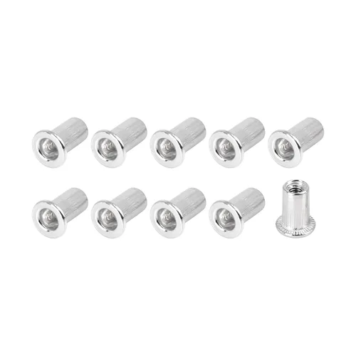 Vista 19 de METALLIXITY Tuercas de remache (M3) 25 piezas, tuercas roscadas de aleación de aluminio, para sujetadores mecánicos de muebles, tono plateado