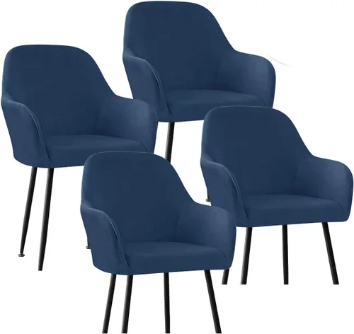 Vista 55 de Fundas protectoras de terciopelo elástico para sillas de comedor con brazos y respaldo curvado pequeño, juego de 6/4/2 para cocina, oficina, hogar