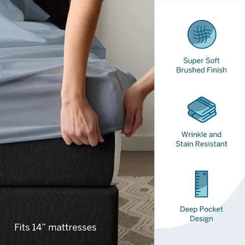 Vista 2 de Lucid Juego de sábanas de microfibra resistente a las arrugas y a las manchas con un diseño de bolsillo profundo en un acabado cepillado súper