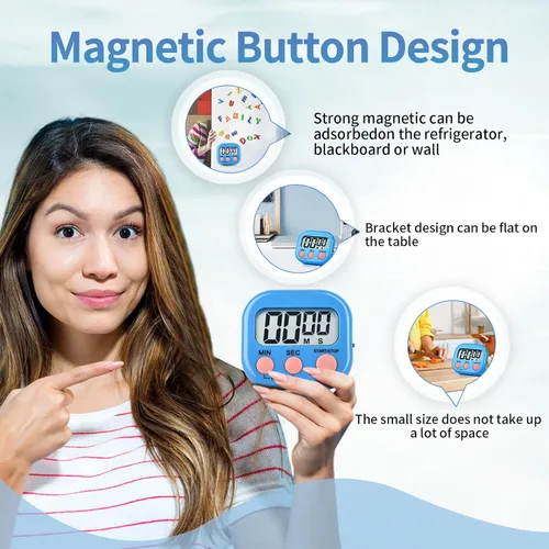 Vista 6 de Paquete de 24 temporizadores digitales de cocina, temporizador digital magnético con pantalla grande, temporizador de cocina con anillo fuerte