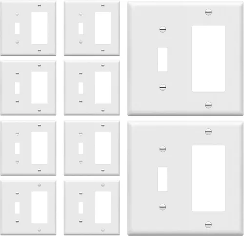 Vista 46 de ENERLITES - Placa de pared combinada para interruptor de palanca y enchufe decorativo, cubierta de acero inoxidable 201, resistente a la corrosión