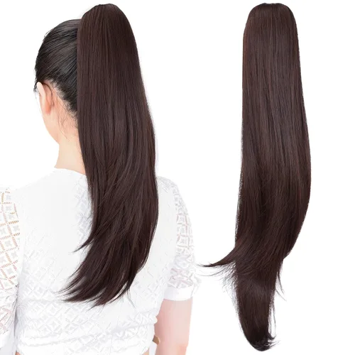 Vista 28 de extensión de cola de caballo, extensión de pelo con pinza de 12" cola de caballo rizada corta Extensión de pelo sintético de aspecto natural