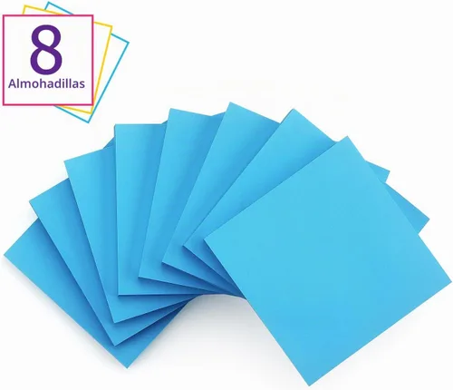 Vista 2 de Notas adhesivas de 3 x 3 pulgadas, autoadhesivas, 8 blocs, 80 hojas/bloc Azul
