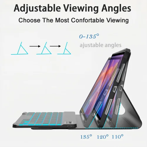 Vista 3 de Funda de teclado desmontable con mouse para Samsung Galaxy Tab S6 Lite de 10.4 pulgadas 2020/2022/2024, funda magnética de teclado
