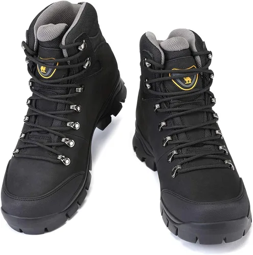 Vista 5 de CAMEL CROWN Botas de senderismo para hombre, de cuero auténtico