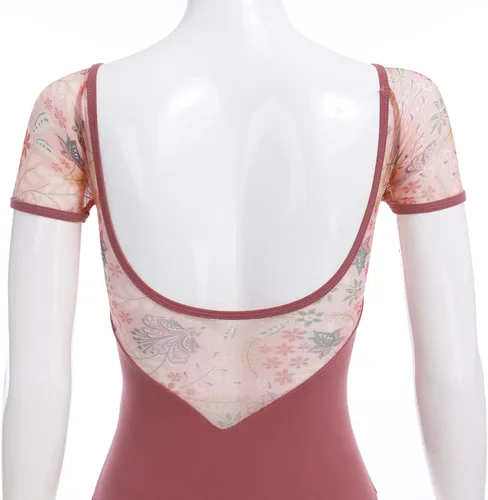 Vista 9 de AFAVOM Leotardos de ballet para mujeres adultas con estampado de flores de mariposa sin espalda, leotardos de gimnasia con brasier y prácticas