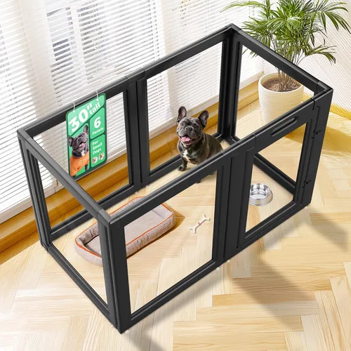 Vista 36 de FXW AuraSpace - Cerca acrílica para perros pequeños, para interiores, 24 pulgadas, 2 paneles, incluye 1 puerta y 1 panel, color negro