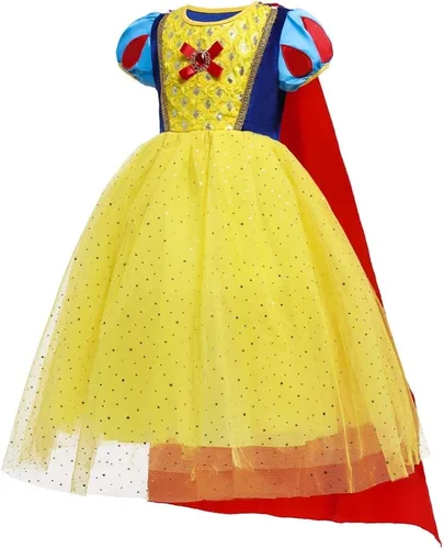 Vista 13 de HIHCBF Disfraz de princesa blanca como la nieve para niñas, cumpleaños, Navidad, Halloween, carnaval (con accesorios)