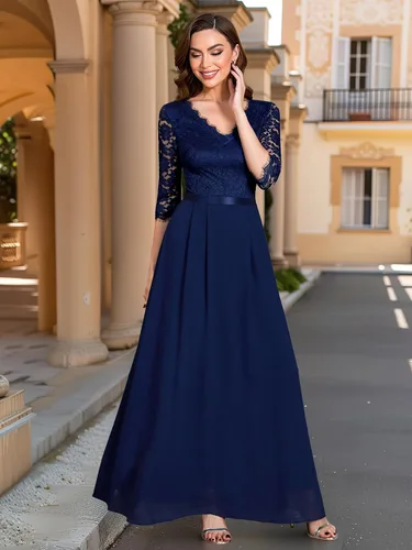 Vista 3 de MISSMAY - Vestido largo, de encaje floral, formal, para mujer, con mangas 23