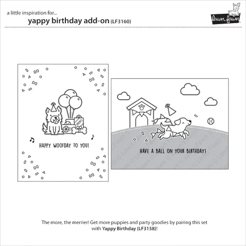 Vista 4 de Lawn Fawn LF3160 Yappy Birthday Add-On 3X4 Juego de sellos transparentes