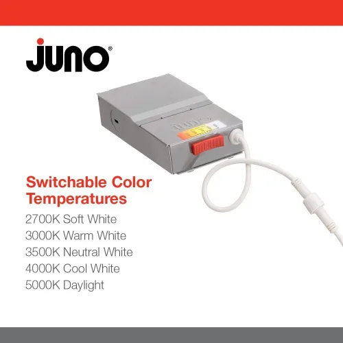 Vista 3 de Juno Luces LED empotrables de 6 pulgadas, luz descendente de oblea redonda 5 en 1, temperatura de color blanco conmutable, 120 voltios, borde plano