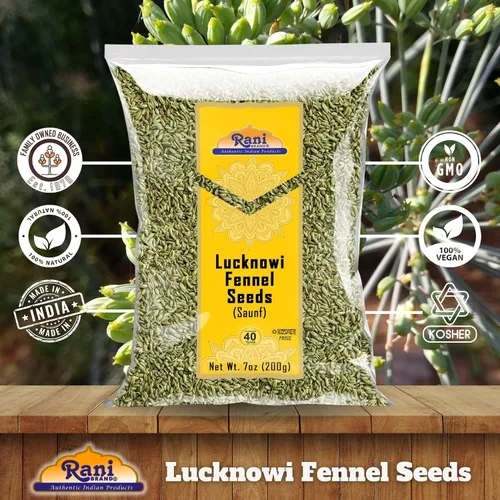 Vista 5 de Rani Semillas de hinojo Lucknowi (hinojo pequeño fino) especias enteras 7 onzas (7.05 oz) ~ Todo natural Apto para gluten Sin OMG Vegano