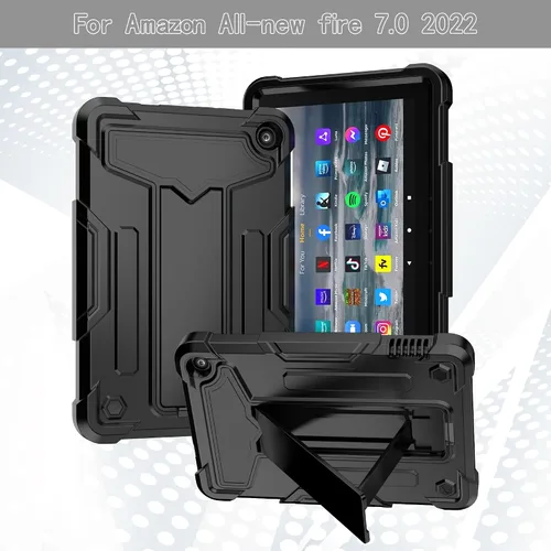 Vista 2 de EpicGadget Funda para tablet Amazon Fire 7 (12ª generación, lanzada en 2022) – Funda híbrida resistente a los impactos con soporte + 1 lápiz