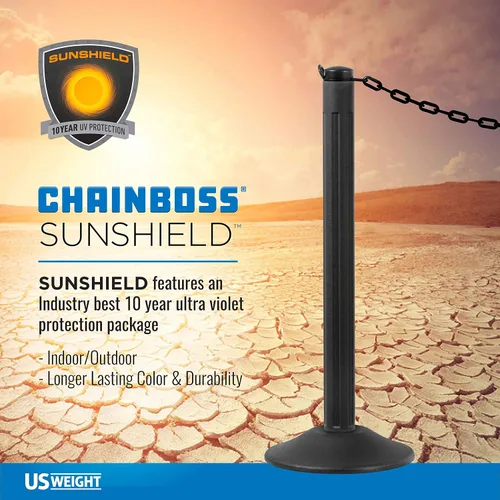Vista 7 de US Weight (Fabricado en EE. UU.) Cadena de seguridad de plástico negro de 2" x 10 pies con tecnología SunShield resistente a los rayos UV
