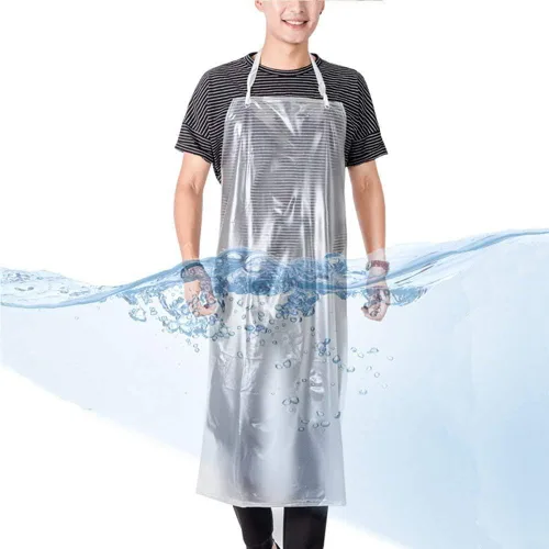 Vista 5 de Delantal unisex de 47 x 27.5 pulgadas resistente al agua de PVC transparente hecho de vinilo