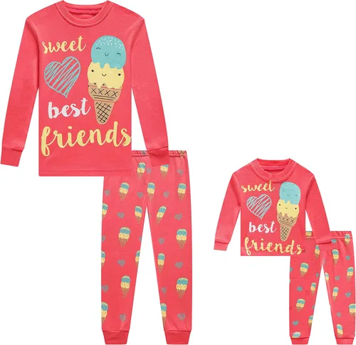Vista 2 de Babyroom Girls Pajamas Matching Doll Pjs Toddler Kids Cotton Sleepwear Christmas Clothes