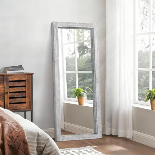 Vista 4 de AAZZKANG Espejo de pared de longitud completa con marco de madera rústica, 58 x 24 pulgadas, rectangular, grande, cuerpo completo para dormitorio