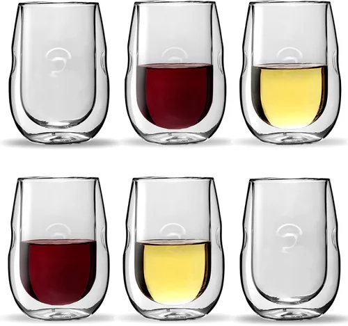 Vista 5 de Moderna Artisan Series - Copas de vino con aislamiento de doble pared, juego de 4 copas de vino y bebidas