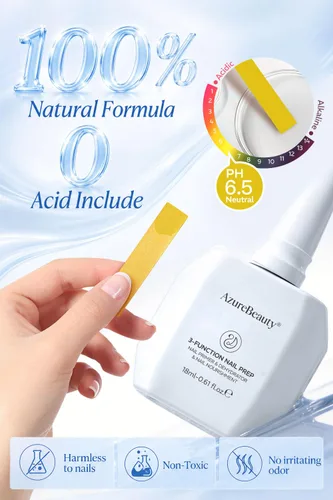 Vista 6 de AZUREBEAUTY Deshidratador de uñas de 0.6 fl oz y capa base de imprimación, preparación nutritiva de uñas 3 en uno, sin ácidos y sin hema, secado