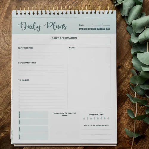 Vista 4 de Agenda diaria con espiral, 100 hojas sin fecha, bloc de notas de escritorio, calendario motivacional, organizador, rastreador de productividad