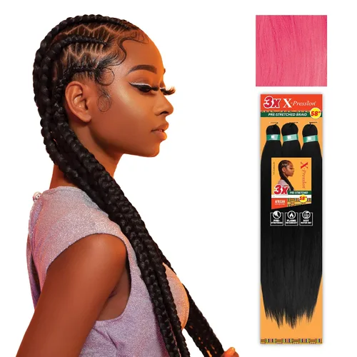 Vista 50 de Sensationnel X-Pression - Trenzas sintéticas prestiradas, 3 unidades, 58 pulgadas, negro azabache 1 Cabello trenzado, Kanekalon, ignífugo