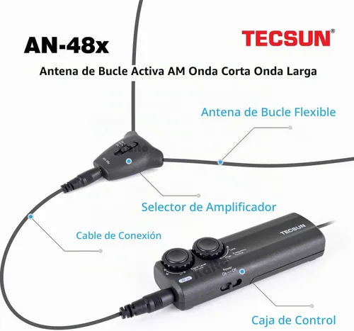 Vista 6 de Tecsun AN-48X Antena de radio AM/LW/SW de bucle activo