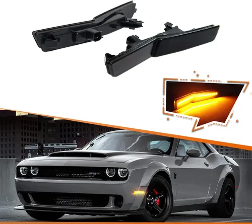 Vista 11 de ADIIL 2 luces LED laterales para Dodge Challenger Widebody 2018-22 Luces ámbar de lente transparente
