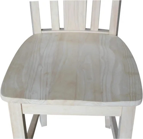 Vista 8 de Taburete de comedor de madera maciza San Remo - Altura del asiento de 24 pulgadas, sin terminar