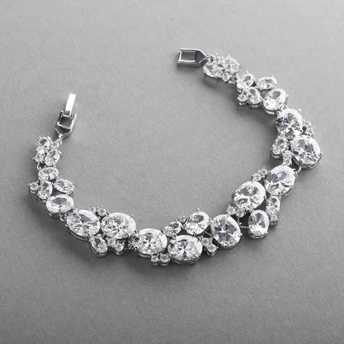 Vista 6 de Mariell Pulsera de novia y boda con circonita cúbica multiforma, perfecta para novias o madre de novia, Metal Gema, Circonita cúbica