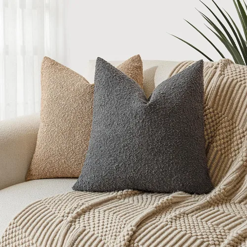 Vista 5 de Foindtower Fundas de almohada texturizadas con diseño de boucle, fundas de almohada sólidas, acogedoras, suaves, decorativas, para silla, sofá